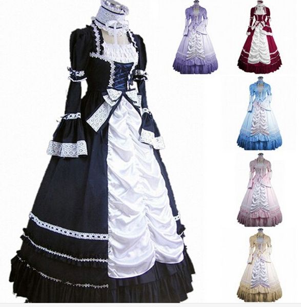 

gt006) long sleeveless southern bell costume gothic lolita dress victorian party halloween costumes for women customized, Black;red