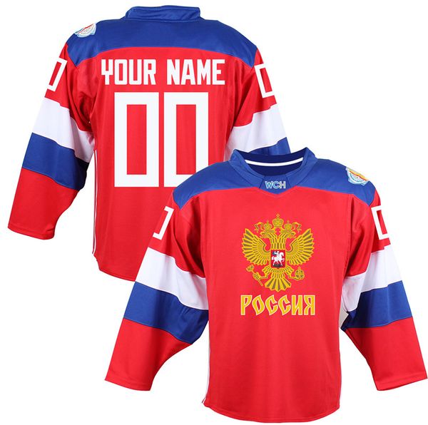 

2016 World Cup Team Russia Men's Hockey Jerseys 9 Orlov 7 Kulikov 1 Varlamov 92 Kuznetson WCH 100% Stitched Jersey Any Name and Number