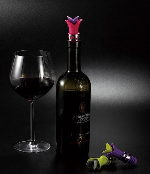 

fashion lily wine bottle sers silicone approved food grade durable wine pourer bar tools colors