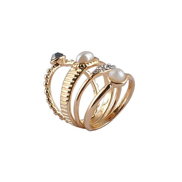 

new fashion ladies alloy ring 100% environmentally friendly material gold plating 4pieces/set large drop shipping, Golden;silver