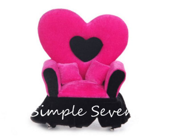 

[simple seven]mini furniture sweeti sofa shape velvet jewelry box earring case ring organizer necklace storage bracelet display, Black;white