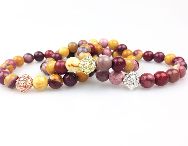 

sn0360 new arrivals gold rose gold silver plated lion head bead bracelet fashion egg yellowstone bracelet women men bracelet, Black