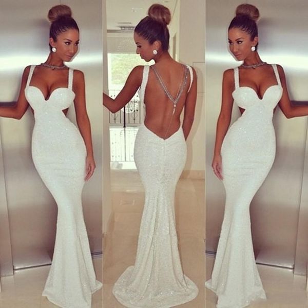 

2020 mermaid prom dresses spaghetti sequined cutaway side open back backless evening dresses formal party special occasion dresses, Black;red