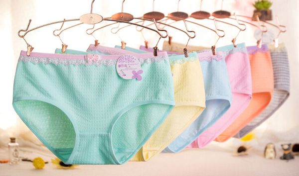 

underwear women panties 2016 candy color cotton seamless briefs brief, Black;pink