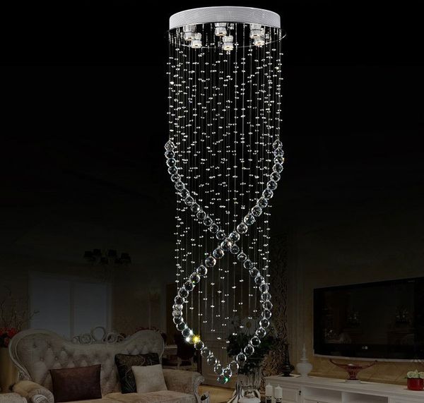 Lampadari di cristallo a goccia di pioggia Lampadari Modern Lustres Crystal Light Lampade da soffitto rotonde Illuminazione domestica Lampadine GU10 D.19,5 