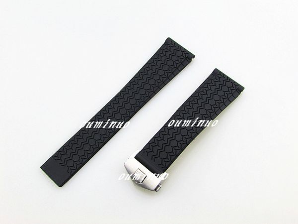 

22 мм новый высший сорт тонкий черный дайвинг силиконовая резина смотреть ремешок