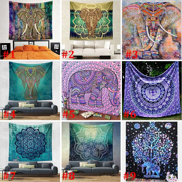 

150*130cm new tapestries bohemian mandala beach tapestry hippie throw yoga mat towel elephant peacock polyester shawl bath towel wx9-113