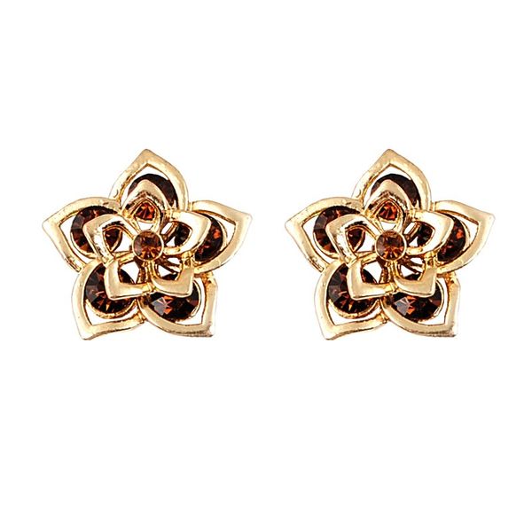 

europe and america new beautiful fashion crystal earrings elegant stud earrings, Golden;silver