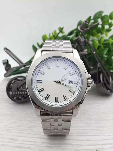

2016 new arrival brein auto watch men silver case white big dial stainless band chronometer 1884 watch montre homme, Slivery;brown