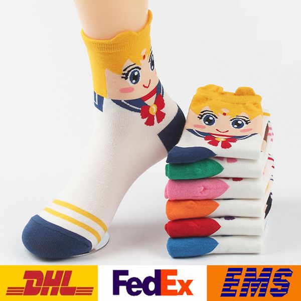 

dhl новые женщины носок прекрасный чулочно-носочные изделия мультфильм сладкий сейлор мун серии абсорбент дышащий удобные носки девушки сред, Black;white