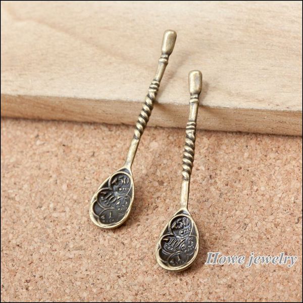 

wholesale new 120pcs vintage charms spoon pendant ancient bronze fit bracelets necklace diy metal jewelry making a093, Bronze;silver