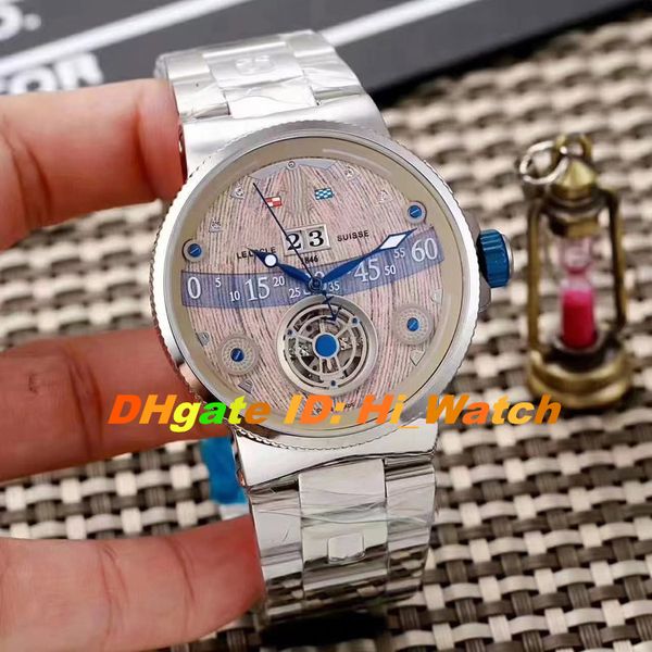 

new 45mm steel case maxi marine 1846 diver 6300-300/gd automatic tourbillon mens watch stainless steel sports watches hi_watch un-a111c3, Slivery;brown