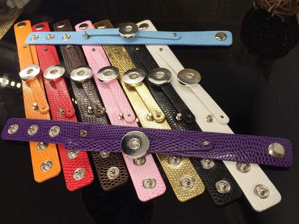 

no.2 10pcs / серия snap кнопки ювелирные изделия кожа pu snap кнопки браслеты fit 18мм оснастки кнопки ювелирных изделий (20 см длиной) (шир, Golden;silver