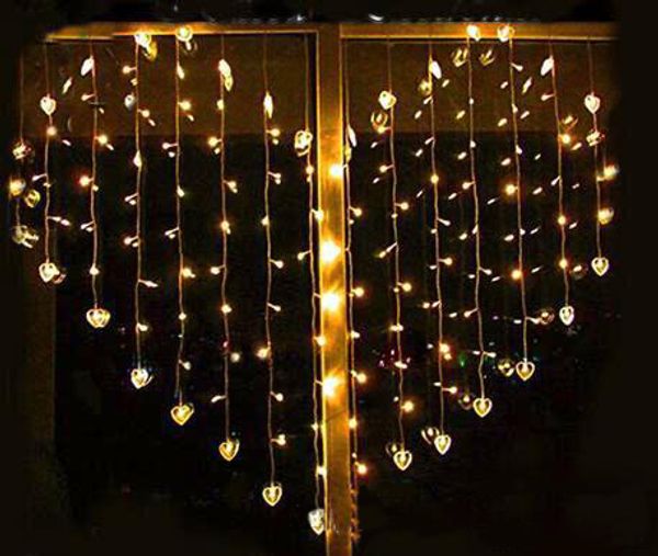 Warm White Romantic Led Curtain Lights Wholesale Hearts Shape Led
