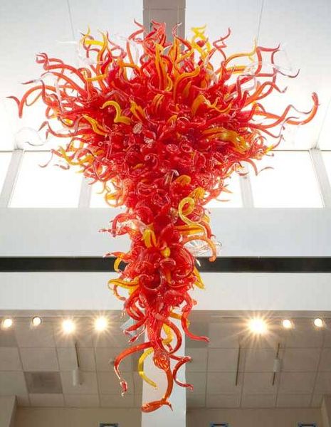

100% mouth blown borosilicate murano glass art new style golden red light home decor chandelier light fixture