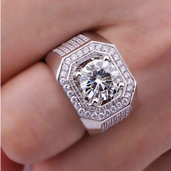 

close]wholesale - size8/9/10/11/12/13 wholesale professional brand jewelry 10kt white gold filled z simulated diamond men, Golden;silver