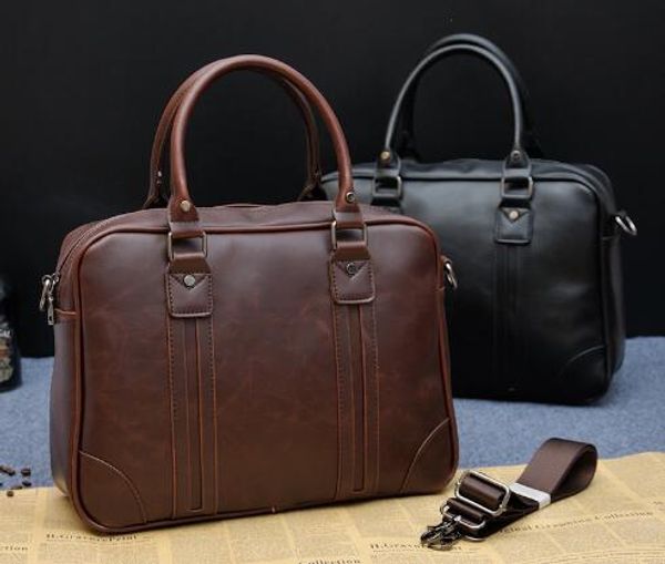 

large capacity famous brand crazy horse leather business man briefcase 14inch lapbag casual men's leather office bag