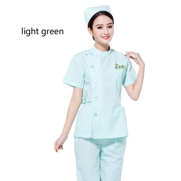 

women short sleeve side opening nursing work scrub sets /beautician and pants / dental work coat, Black;white