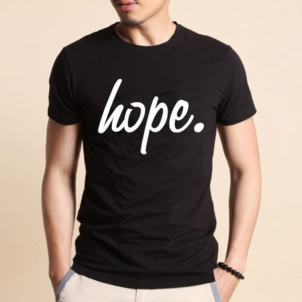 

fashion hope man t-shirt cotton o neck t shirt mens short sleeve mens tshirt male tees big size 2016 ing, White;black