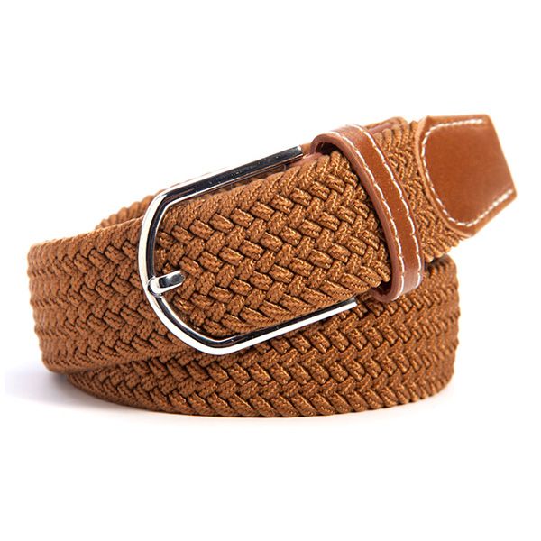 

wholesale-mens womens canvas plain webbing metal buckle woven stretch waist belt colors, Black;brown