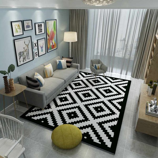 Brief Europe Carpets Large Living Room Area Rugs Washable Parlor Mat Black White Rectangle Carpet Geometric Decoration - Large Living Room Area Rugs Brief Europe Carpets Large Living Room Area Rugs Washable Parlor Mat Black White Rectangle Carpet Geometric Decoration - Large Living Room Area Rugs