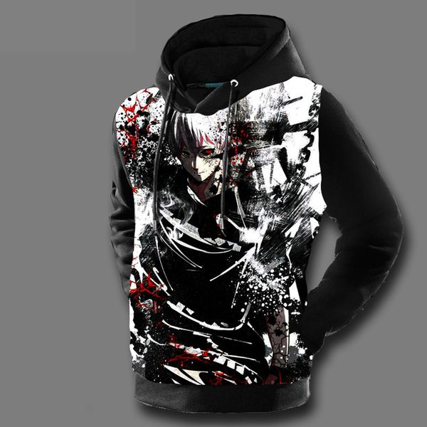 

wholesale-tokyo ghoul hoodies mens hooded pullovers ken kaneki printed male hoody 3d printing ing, Black