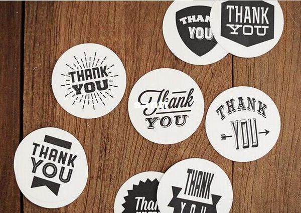 

fashion 9 design 9 pcs/lot black style thank you circle seal sticker 4cm