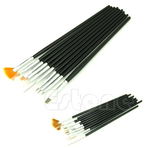 

wholesale- u119 acrylic cosmetic nail art tools polish pen brush set uv gel diy decoration 10pcs, Yellow