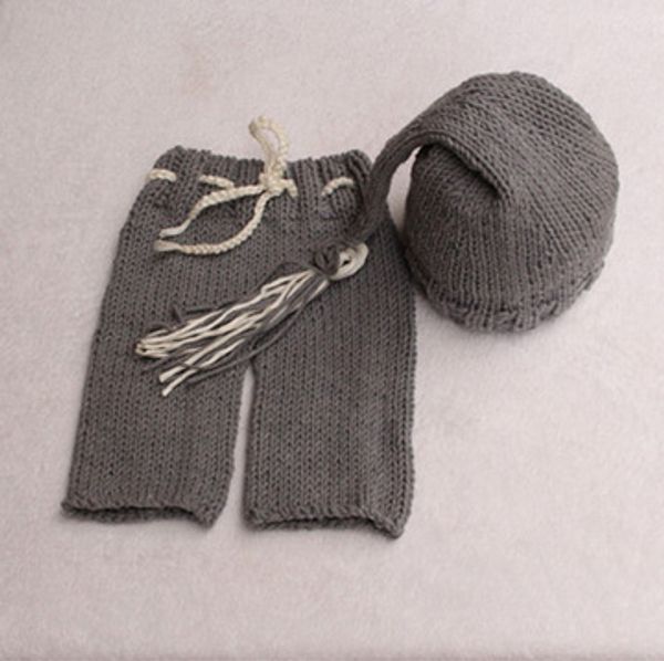 

1 set lovely animal designs crochet baby hat and pants set infant boy pgraphy props baby toddler knitted clothes, Yellow