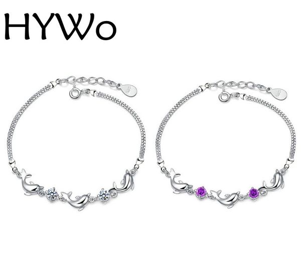 

hywo shop unique diy 925 silver zircon crystal dolphin bracelet for fashion women gift pulseras factory direct special wholesale, Black