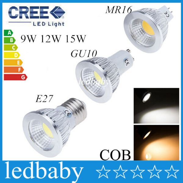 

cree e14 gu10 mr16 e27 cob led bulb light dimmable 9w 12w 15w led spot bulbs down lights lamp ac 110-240v 12v