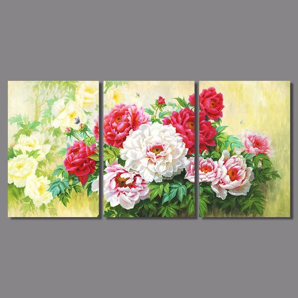 

роскошный ретро 3 шт. цветок печатный гостиная украшение белый красный пион роза холст картины на стене висит декора