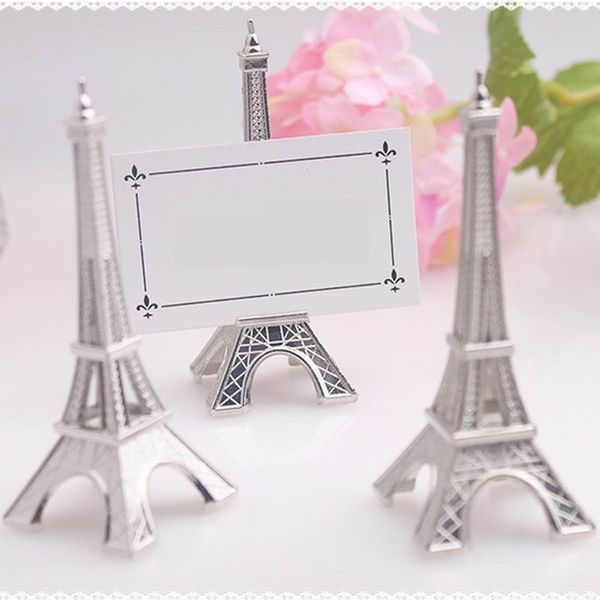 Neue Mode „Abend in Paris“ Eiffelturm Silber-Finish Tischkartenhalter Hochzeit Tischdekoration