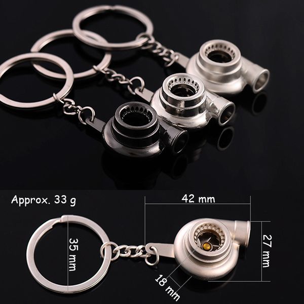 

творческое металла турбонагнетатель брелок keyrings цинковый сплав втулка подшипника spinning турбина турбокомпрессор key chain брелков key, Silver