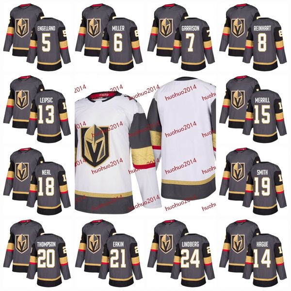

100th Patch Vegas Golden Knights 2017-2018 Season 5 Deryk Engelland 6 Colin Miller 7 Jason Garrison 8 Griffin Reinhart Leipsic Hockey Jersey