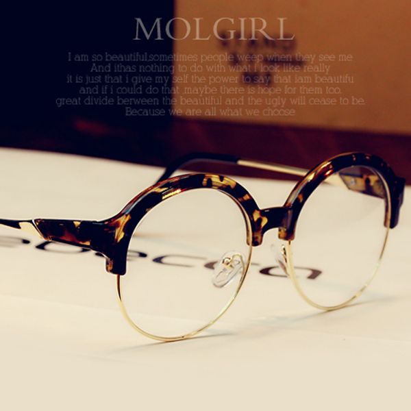 

wholesale- 2016 men women new korean retro round semi-rimless eyeglasses glasses frames myopia frame detachable lense hipping, Silver