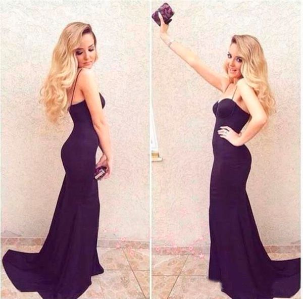 

black mermaid formal evening dresses 2016 spaghetti straps back zipper vestido de festa long prom party gowns, Black;red