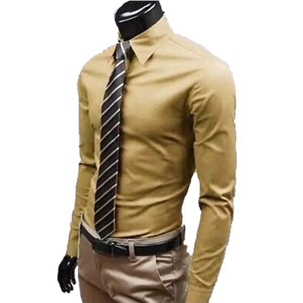 

wholesale- 2017 new men shirts british style long-sleeve male slim casual business shirts solid men's white black dress shirt 17 colors