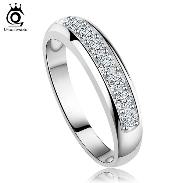 

ORSA JEWELS Luxury Austrian Zircon Wedding Band For Women Eternity Ring Wholesale Rose Gold&Sliver Color Ring Supplier OR24
