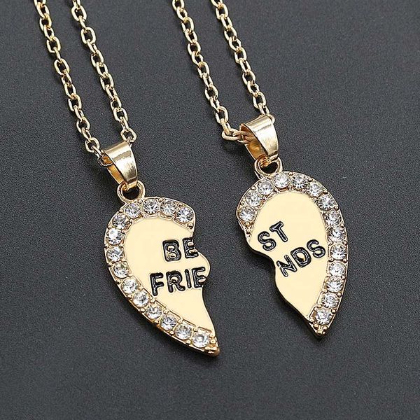 Wholesale Pendant Necklace Women Men Best Friend Heart Silver Gold 2