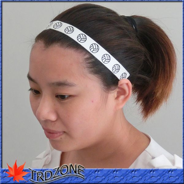 

volleyball leather headband elastic sports hair band seam, Silver