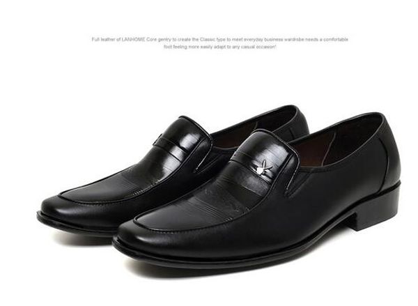 

business men's basic casual dress shoes,elegant genuine leather pointed black flat,meeting office formal size: eu38-44