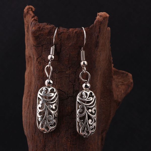

wholesale-stage performance diy vintage tibetan style miao silver flowers dangle earrings ,new chinese wind old fashioned jewelry