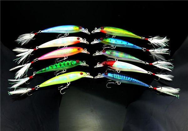 

2018 bass fishing swimbaits lure 9cm 8g walkdog swimming minnow wobbler fishing hook jerkbait with feather