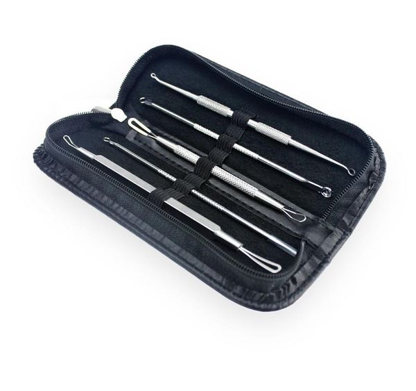 

stainless steel blackhead remover whitehead comedone acne pimple blemish needle extractor remover professional tool face care 5pcs/set dhl