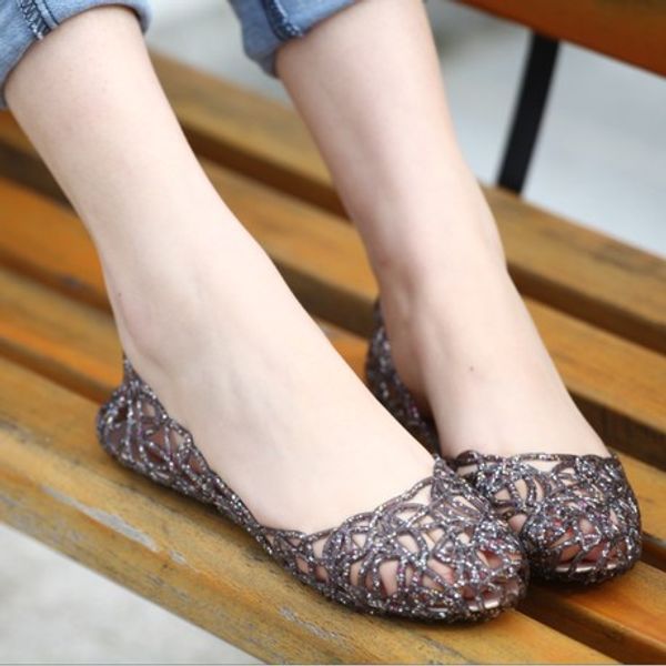 

2016 new summer bird's nest with flat sandals crystal jelly shoes shoes, beach shoes a nurse pierced, Black