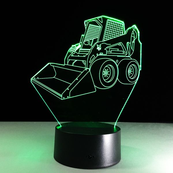 

2017 бульдозер бульдозер 3D Optical лампа Night Light Night Light батарея DC 5V Красочный 3D лампа