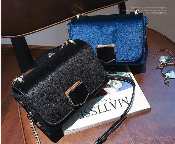 

2017. lock the buckle. small. velvet. metal chain. fashion and leisure bags. women's bags. pu. mini.cross body.shoulder bags