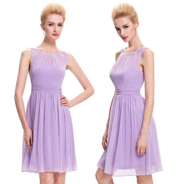 

Short Lilac Prom Dresses 2019 Newest Knee Length Chiffon Beaded Party Dress Princess Prom Gowns Special Occasion Dresses Custom Made
