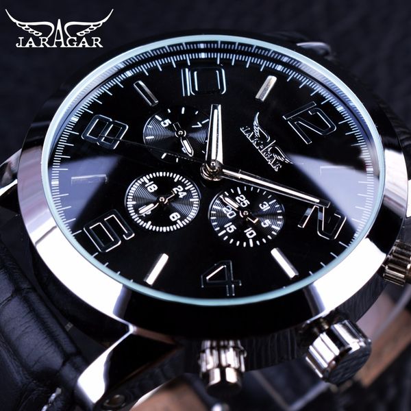 

Jaragar 3 dial calendar di play men bu ine erie ilver ca e men watch brand luxury genuine leather trap automatic watch